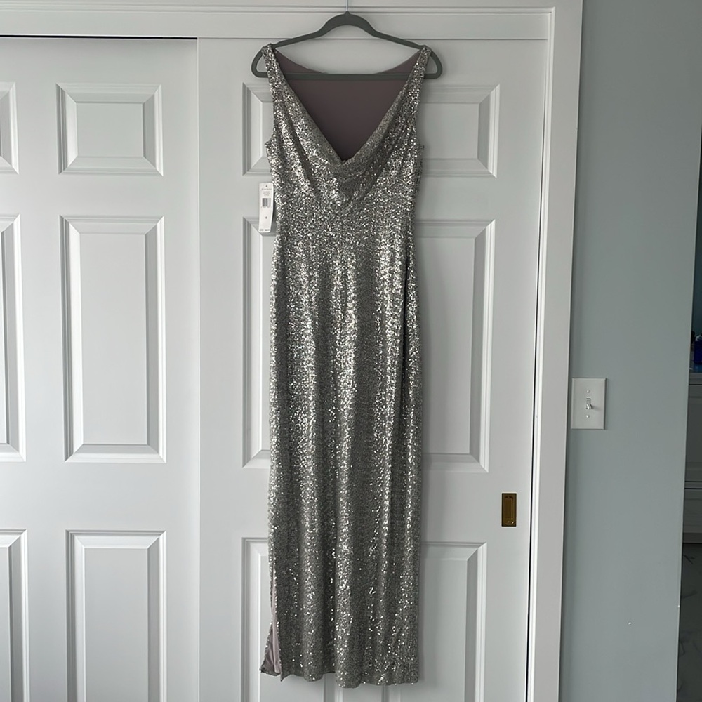 Long silver sequin dress. Lauren. Size 10. New with tags. - Picture 2 of 6